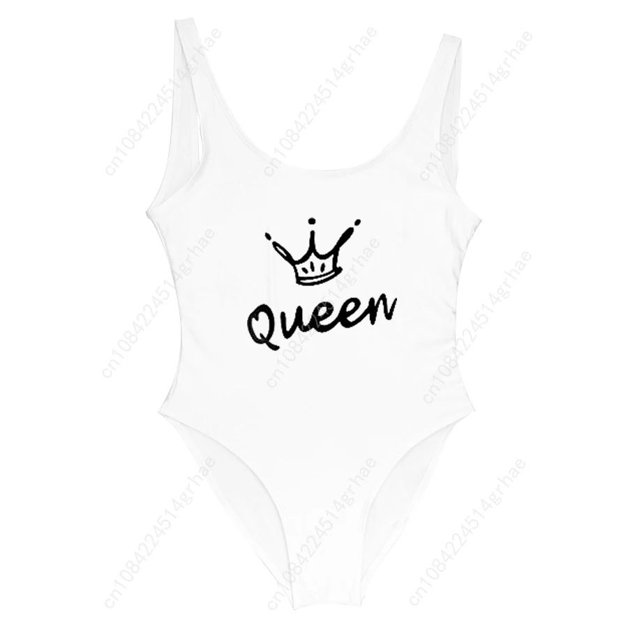 Queen Crown Letter One-piece Swimsuit for Women Sexy Thong Swim Suit One Piece Swimsuit 2018 Female Swimwear Jumpsuit Badpak