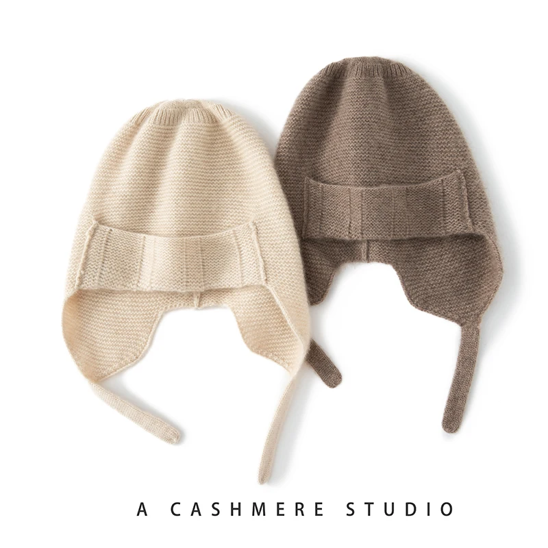 Hohe Qualität Winter Frauen Kaschmir Hüte Mode Im Freien Warm Halten Ohr Caps Solide Strick Beanie Russische Hut Weibliche Bomber Hüte – Detail 1