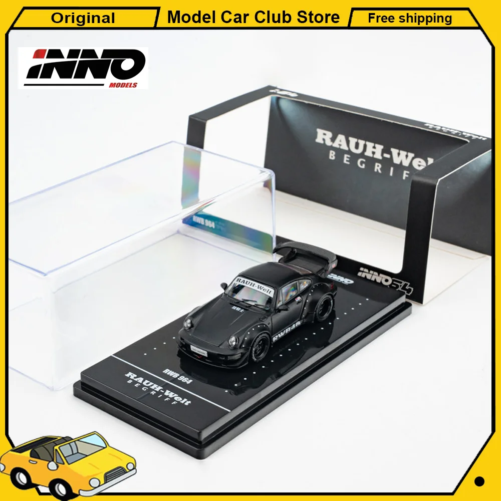 

New INNO 1:64 Scale Porsche RWB 964 RAUH Welt Black Matt Alloy Car Miniature Diecast Ornament Collection Model Hobby Toys Gift