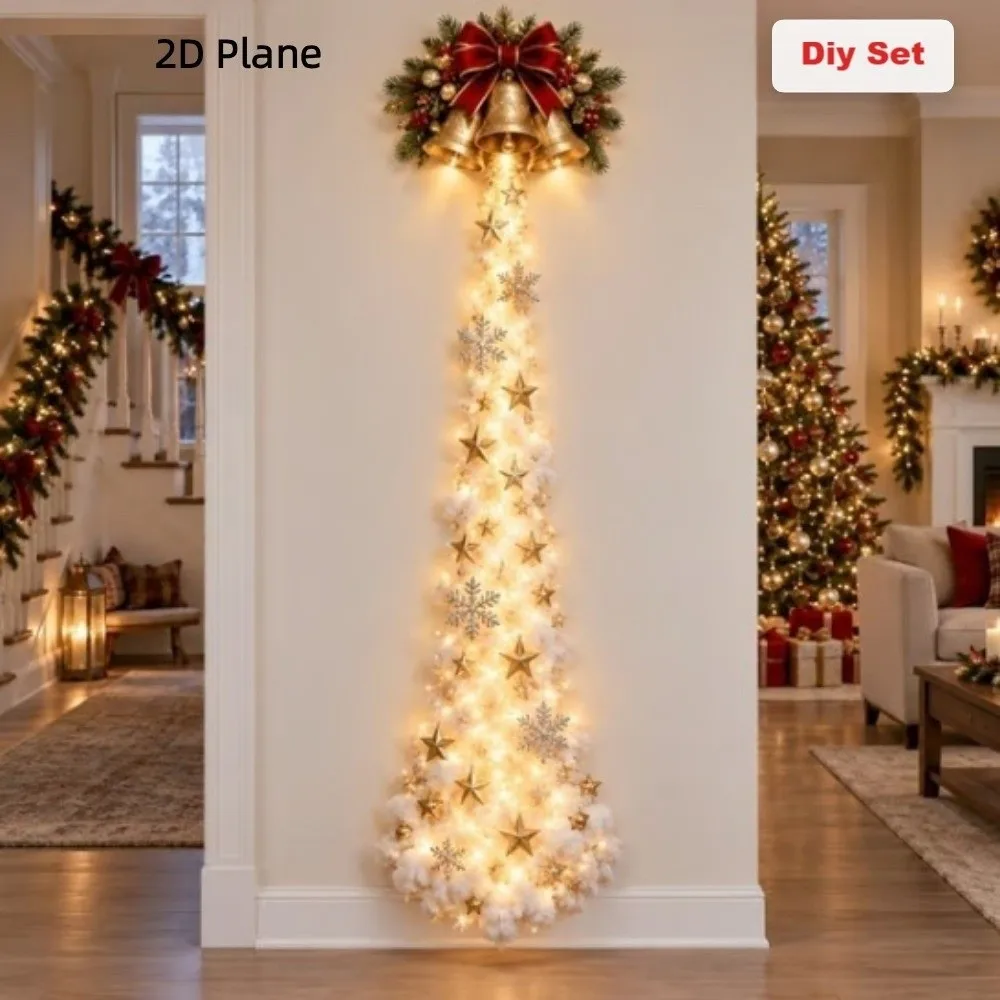 2D Flat Acrylic Christmas Magic Trail Wall Light Elk Snowman Snowflake LED Cascading Light Warm White Glow Stars