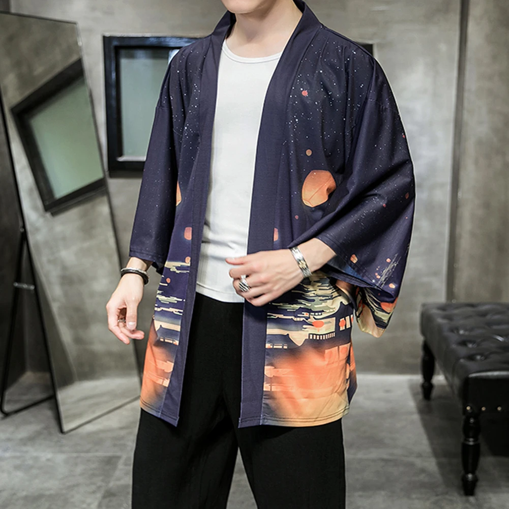 Men Women Cardigan Robe Sky Lanterns Kimono Summer Loose 3/4 Sleeve Sun Protection Garments Clearance sale Wholesale Drop shippi