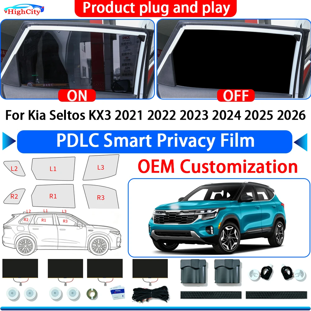 For Kia Seltos KX3 2021 2022 2023 2024 2025 2026 Switchable Electric Smart Privacy Film Polymer Dispersed Liquid Crystal Window
