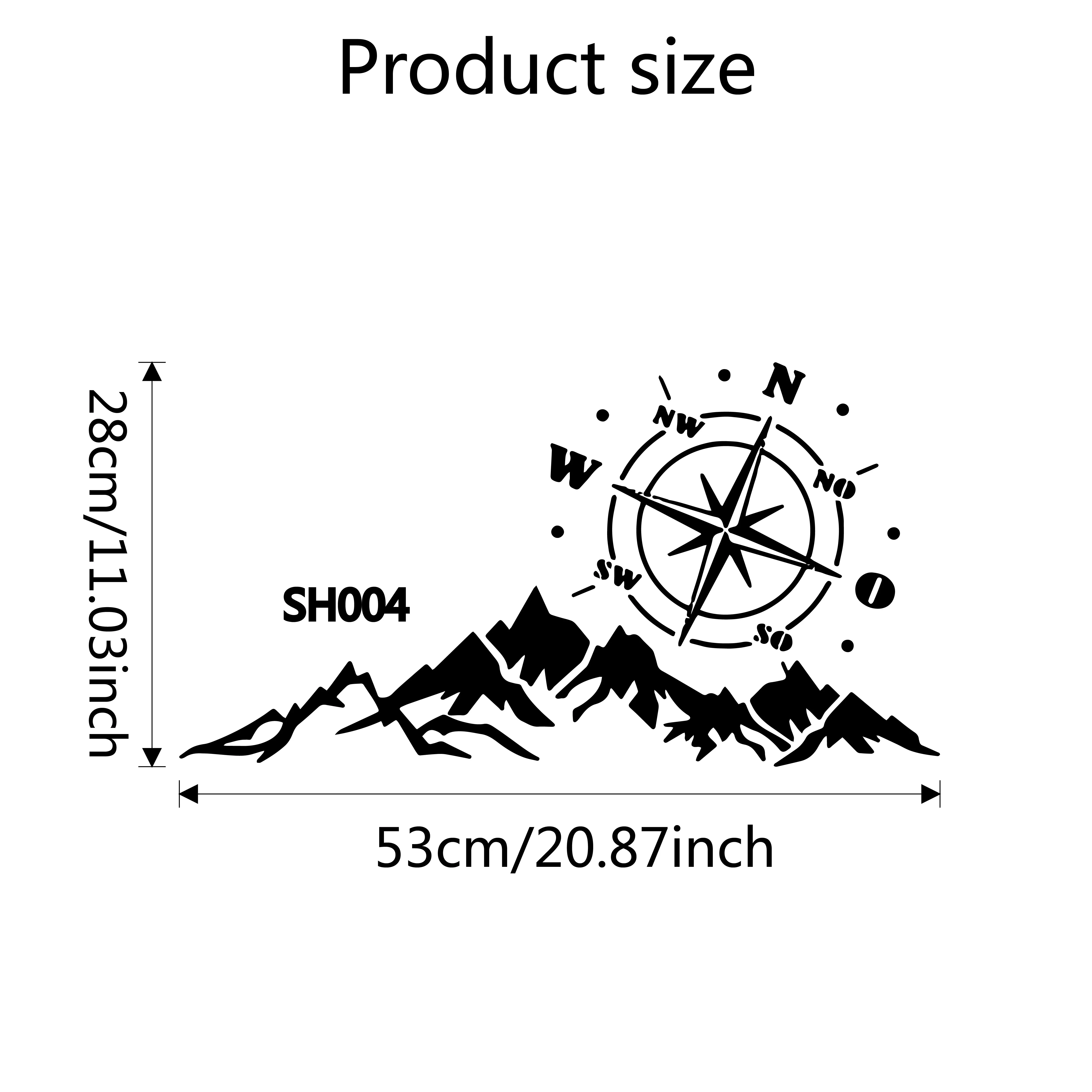 1pc Newest  Mountain Compass   Stickers Voiture  Vinyl Cars Decal Custom Window Door Wall Sticker