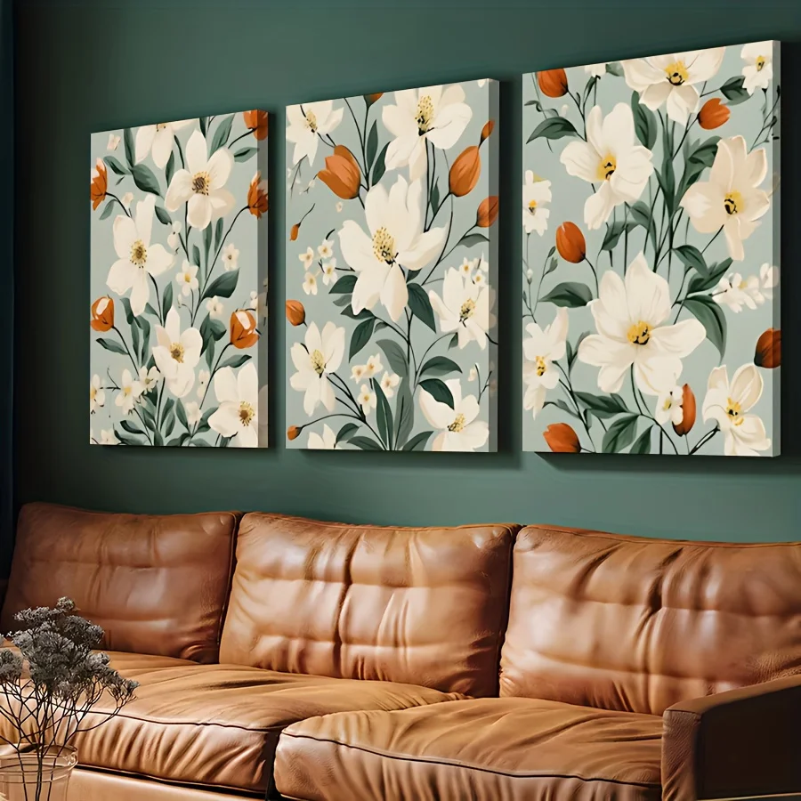 Frameless2D Flat Canvas, 3pcss, Art Life Home Furnishing Set 3pcs Canvas Wall Art Lily Tulip Flower Plant Print Rural Modern Art