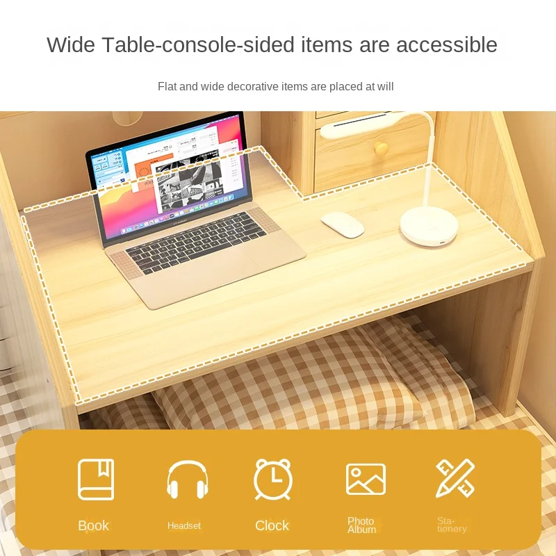 Bed Desk Computer Desk Writing Desk Table with Bookshelf Night Stand Bedside Nightstands  Furniture Bedroom image 3