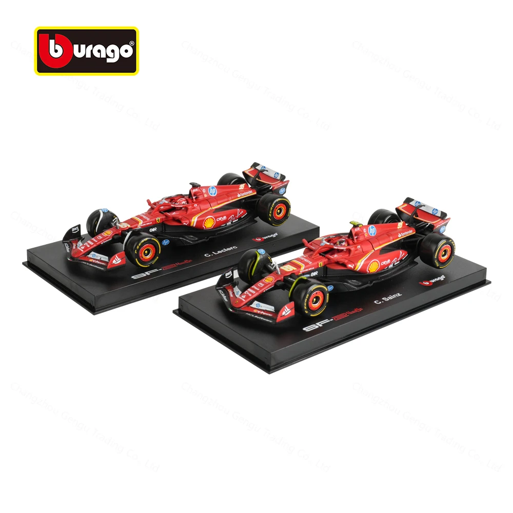 Bburago 1:43 2024 Ferrari SF24 #16 #55 F1 Formula Car Die Cast Vehicles Collectible Model Racing Toys Acrylic Box