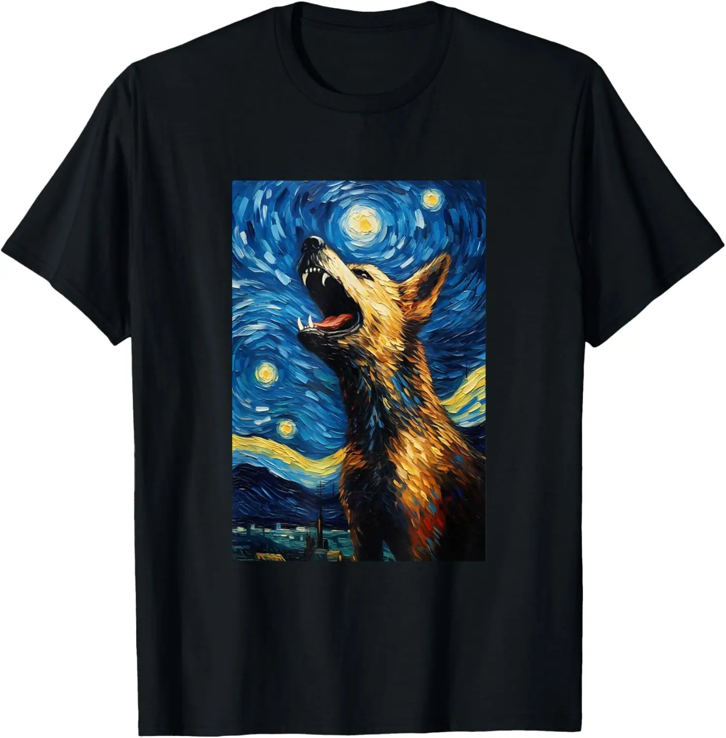 German Shepherd Dog Doggy - Van Gogh Style - Starry Night T-Shirt