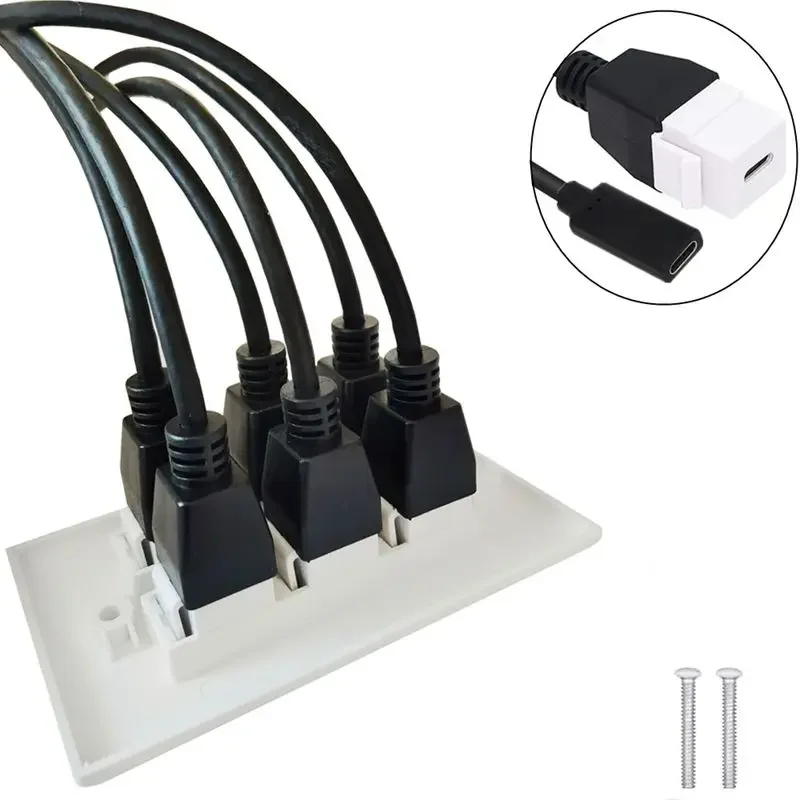 10Gbps USB3.1 Version USB Type-C Female Cord Socket With Buckle Panel Female Port Cable USB Wall Plug Straight Panel 70*115mm