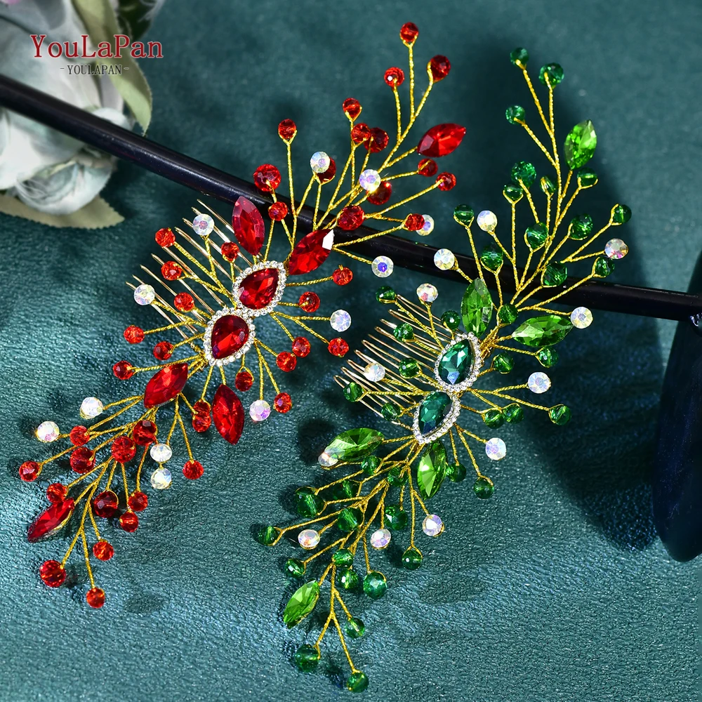 YouLaPan Splendido strass pettine per capelli spose copricapo gioielli per capelli fatti a mano donne banchetto pettine laterale copricapo ornamento HP847