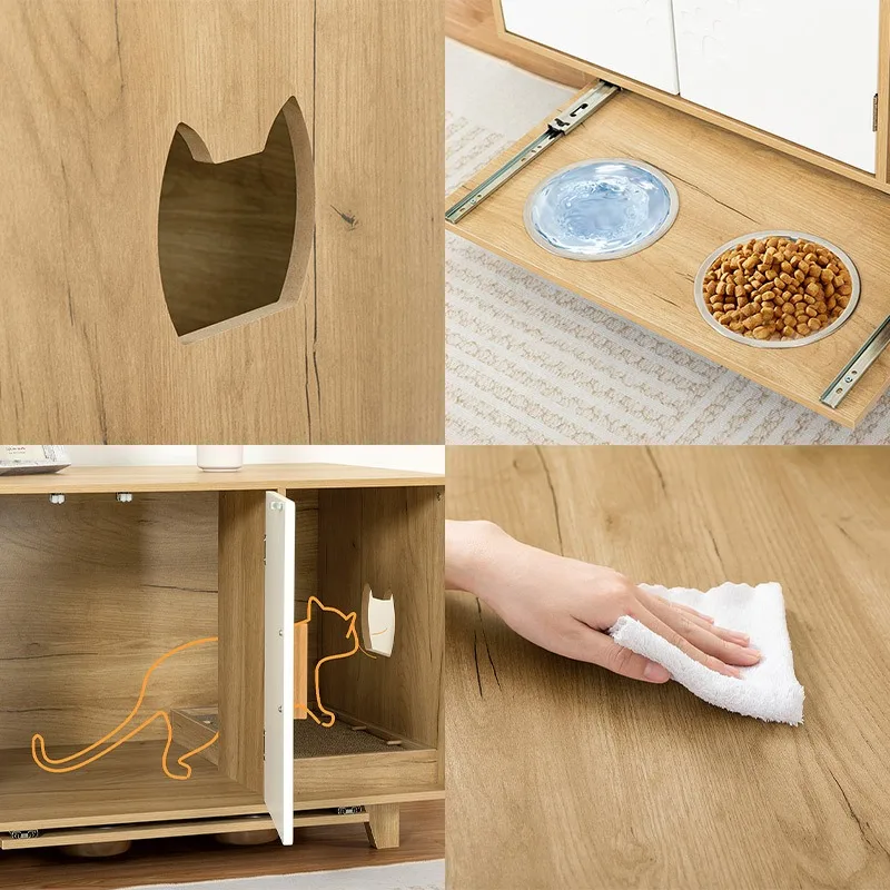 Hidden cat litter box bowl cat scratching board indoor living room bedroom storage bedside cabinet