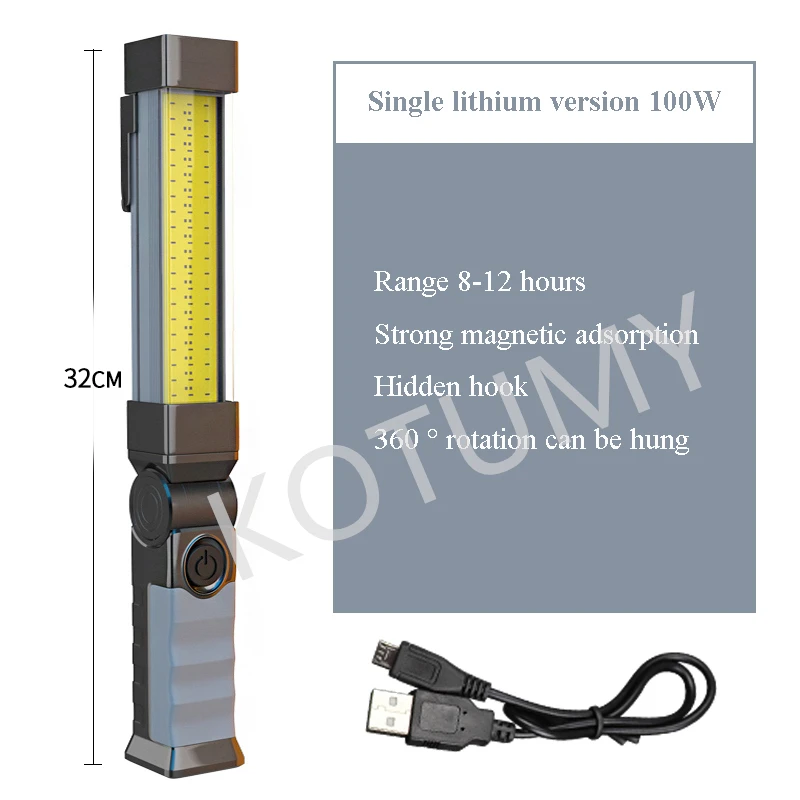 USB Rechargeable Work Light Magnetic Lanterna Hanging Lamp for Diving Hiking Camping Night Riding Fishing COB LED Flashlight