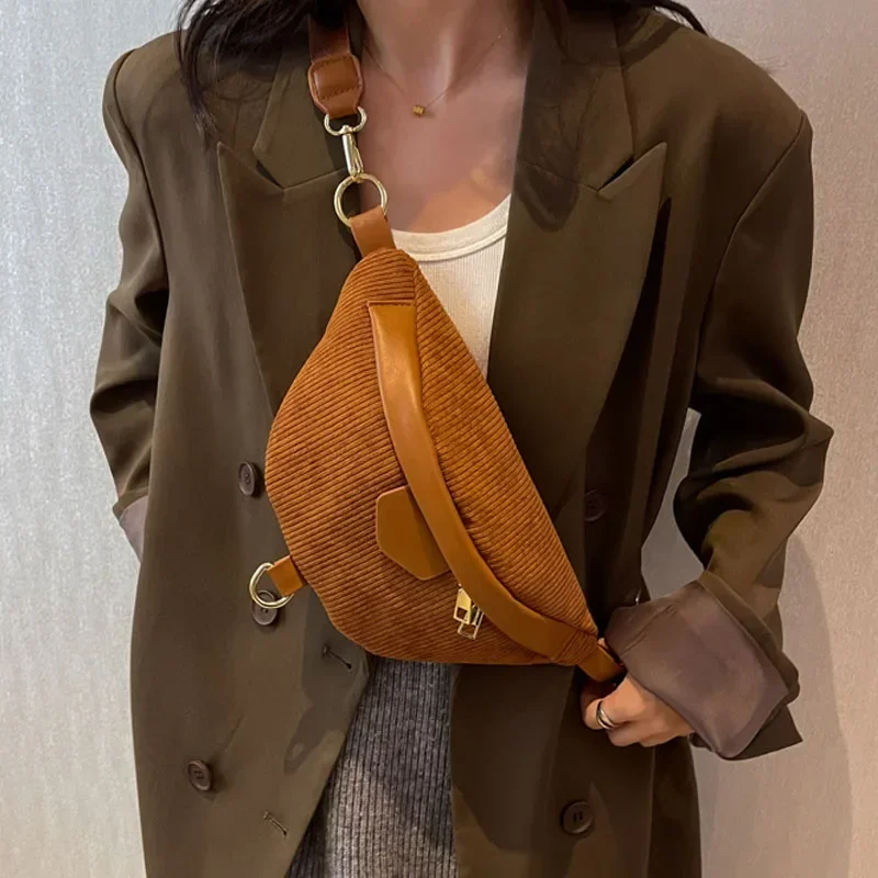 Winter Female Belt Bag Corduroy Fanny pack And Phone Pack Fashion Ladies Shoulder Crossbody Chest Bags New Lady Waist Bag Clutch