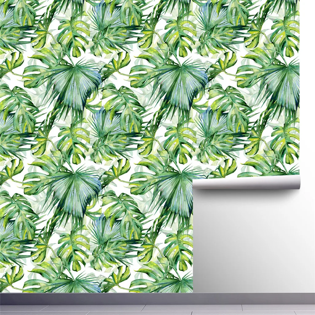Green Leaf Palm Leaves Peel And Stick Wallpaper Self Adhesive Removable Waterproof Decorative Contact Paper for Home Decor