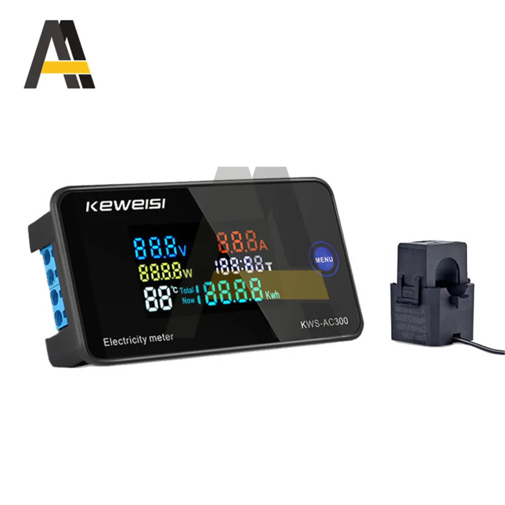 KWS-AC300 Digital Voltmeter AC 50-300V Voltage Power Energy Meter LED AC Wattmeter 0-20/100A Ampermeter Power Detector