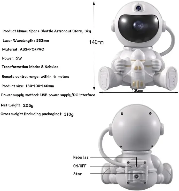 LED Star Galaxy Projector Night Light Starry Sky Astronaut Rocket Porjector Lamp For Decoration Bedroom Room Decor Children Gift