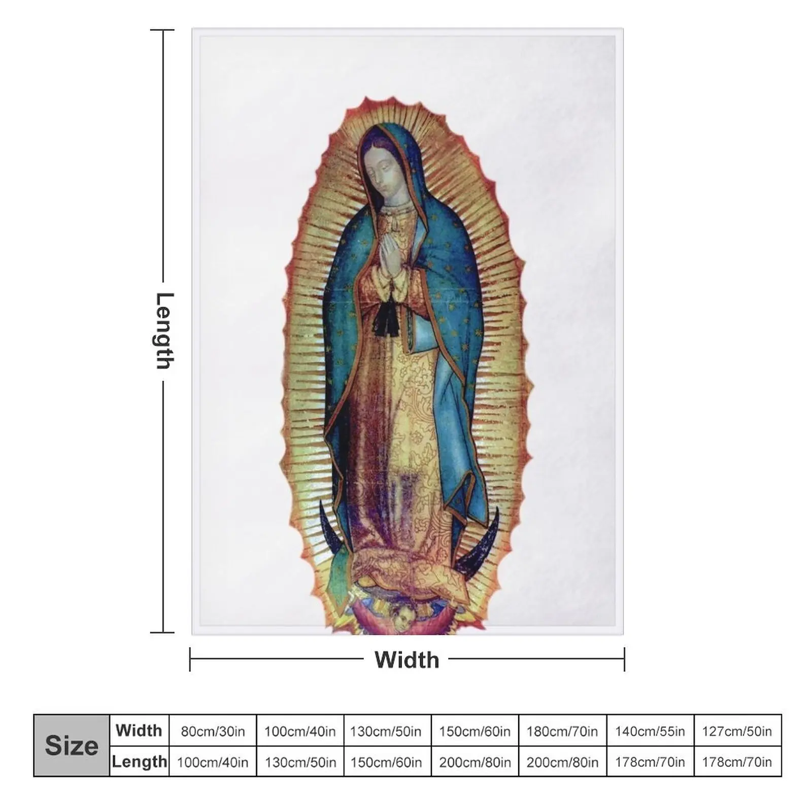 Our Lady of Guadalupe Virgen Maria Tilma 118 Throw Blanket Soft Plush Plaid Designers Plush Blankets