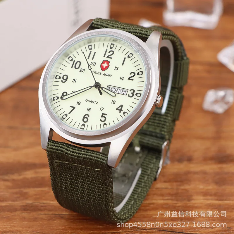 Simple กันน้ําไนลอนปฏิทินนาฬิกาผู้ชายเข็มขัดผู้ชายนาฬิกาผู้ชายกีฬากองทัพสไตล์นาฬิกา