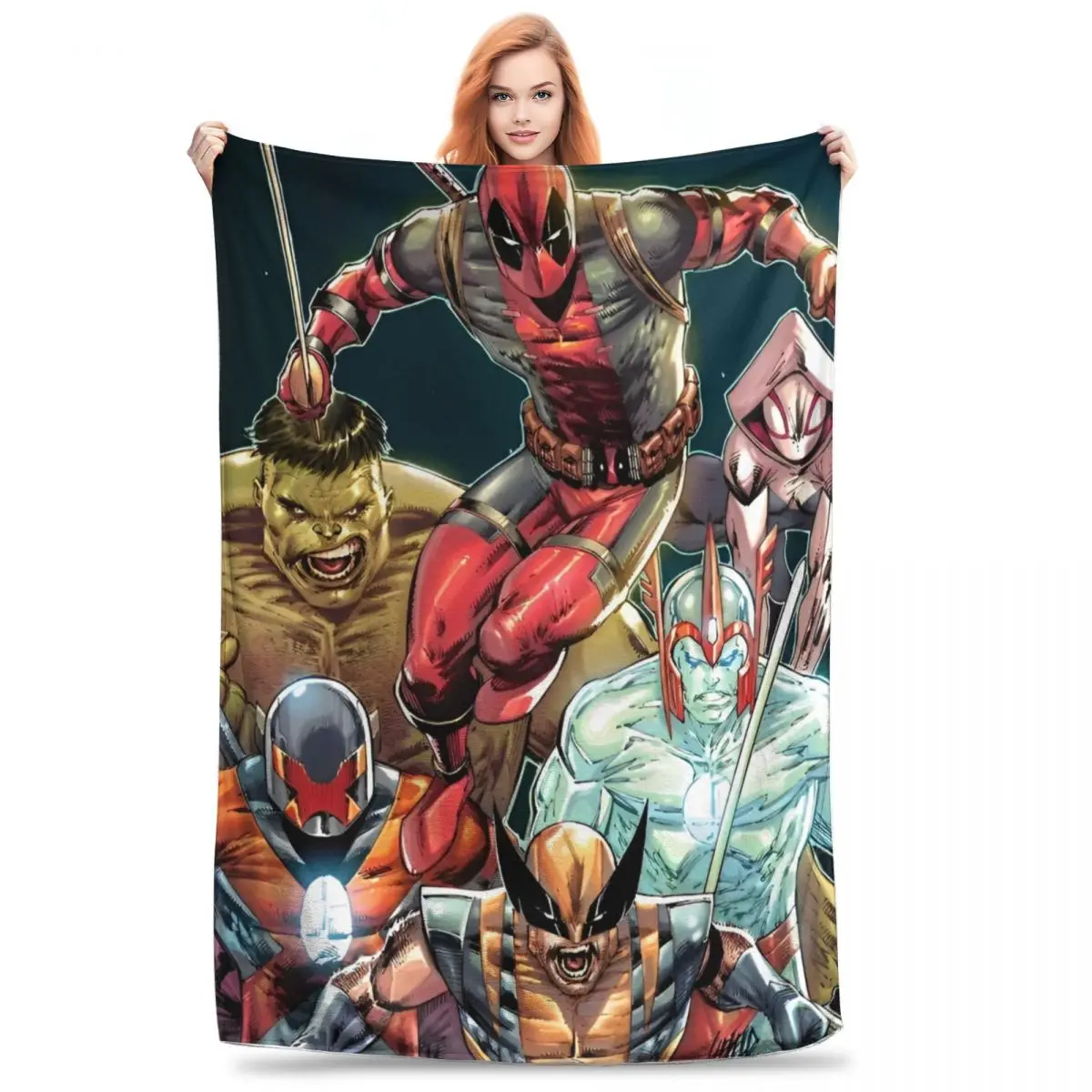 Marvel Deadpool & Wolverine Blanket Warm Soft Novelty Plush Throw Blanket For Girls Boys Couch Chair Flannel Bedspread Bed Cover