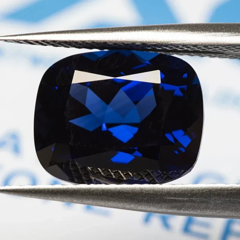 Выращенный в лаборатории сапфир, прямоугольная форма подушки, королевский синий драгоценный камень VVS1 для подвесок, изготовление ювелирных изделий своими руками, сертификат на выбор