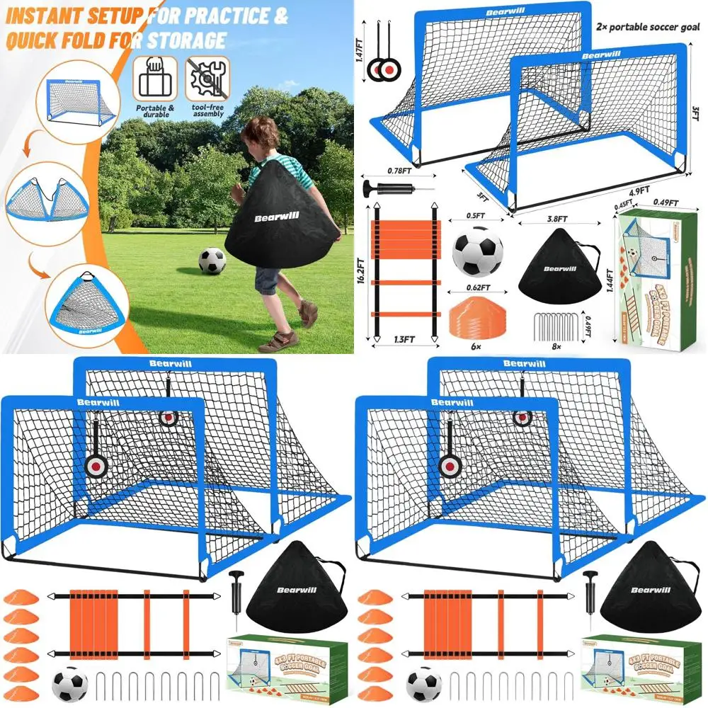 

Portable 2-4x3ft Kids Soccer Goal Set with Ball, Ladder, Cones, and Targets for Training