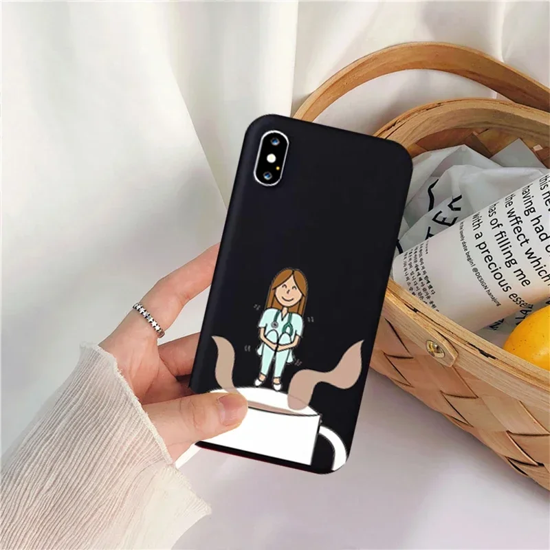Cartoon Medicine Doctor Nurse Phone Cases for Iphone 11 13 14 15 Pro XS MAX XR X 7 12 8 Plus SE2 Candy Soft Silicone Cover Funda