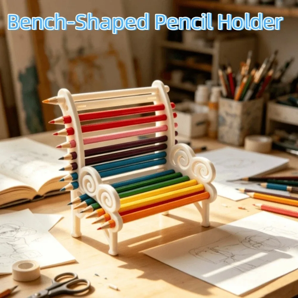 3D Printing Bench-Shaped Pencil Holder Fun Style Self-Assembly Required Chair-Style Pencil Holder Plastic Stationery Holder