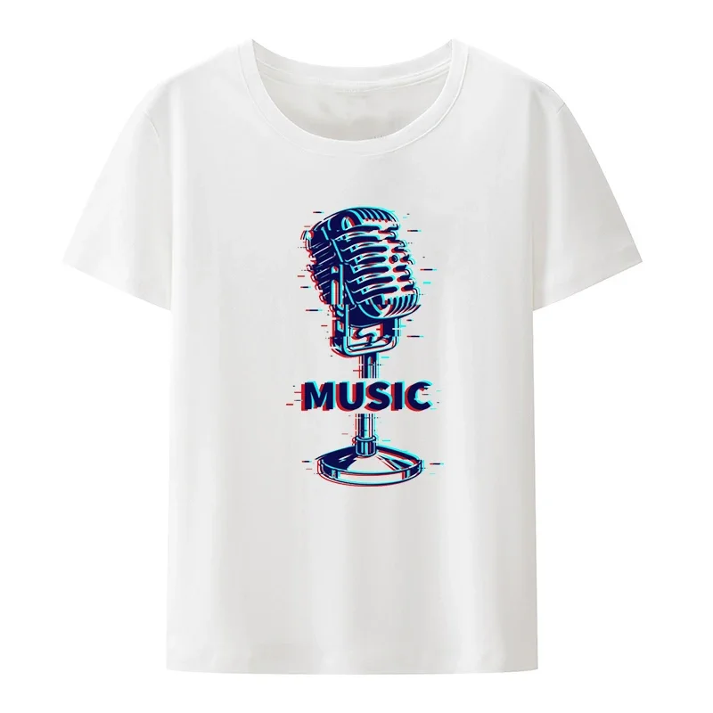 Vintage Microphone Picture Print T-shirt Funny Tee Kawaii Clothes Cute Humor Shirts and Blouses Ulzzang Women's Clothing Gift