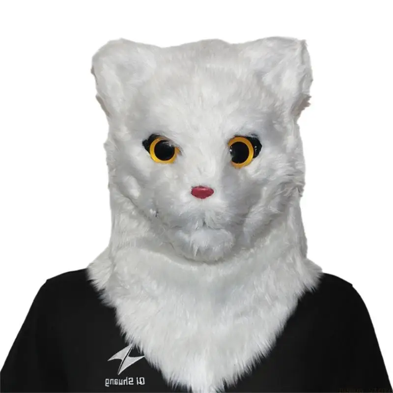 

31BF маска для Хэллоуина, реалистичная маска для рта, маска кошки, костюм для косплея на Хэллоуин, маска для головы животного