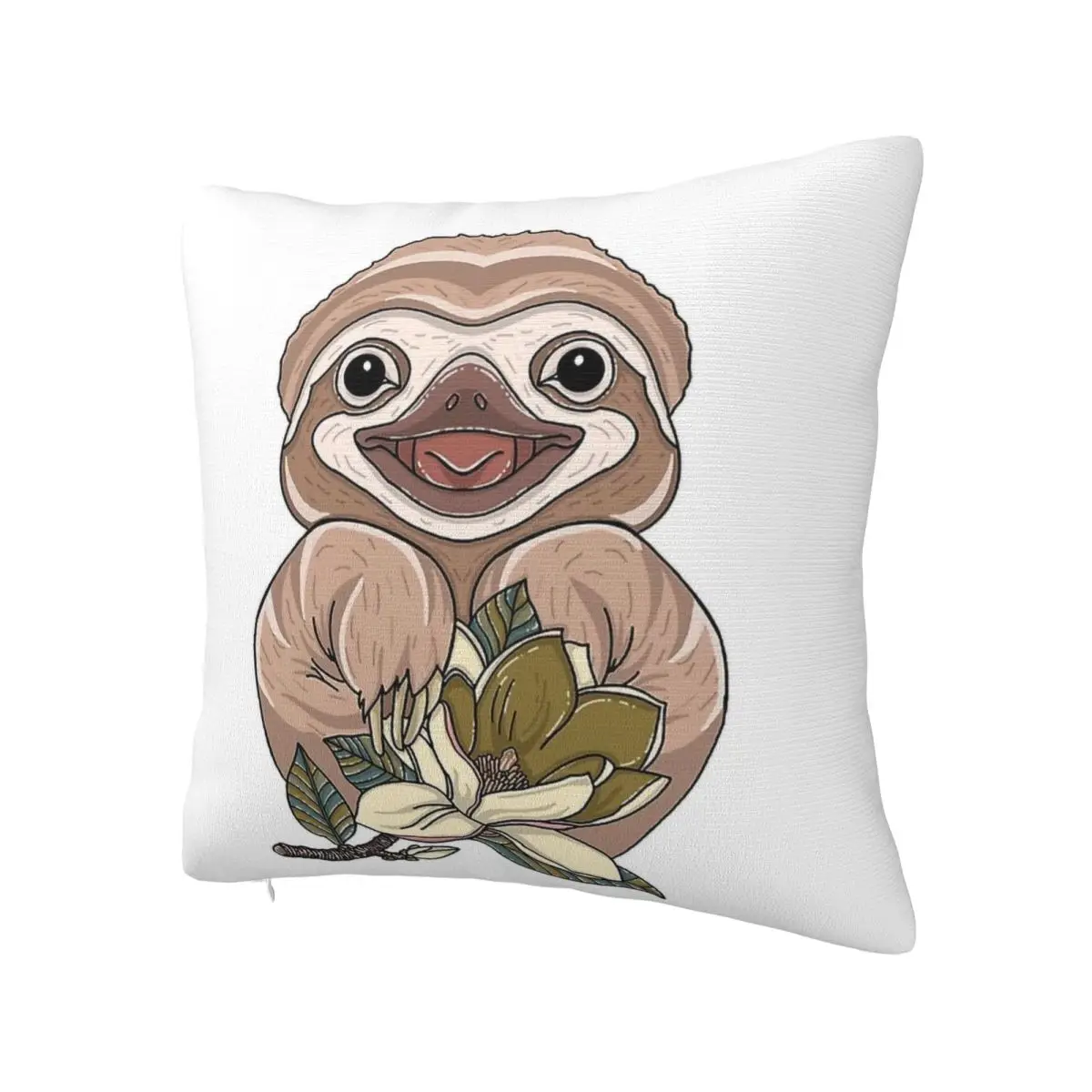 Sloth Bear White Square pillow