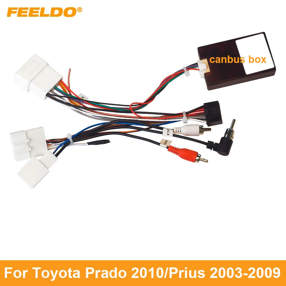 

FEELDO Car 16pin Power Cord Wiring Harness Adapter With Canbus Box For Toyota Prado For Prius Installation Head Unit