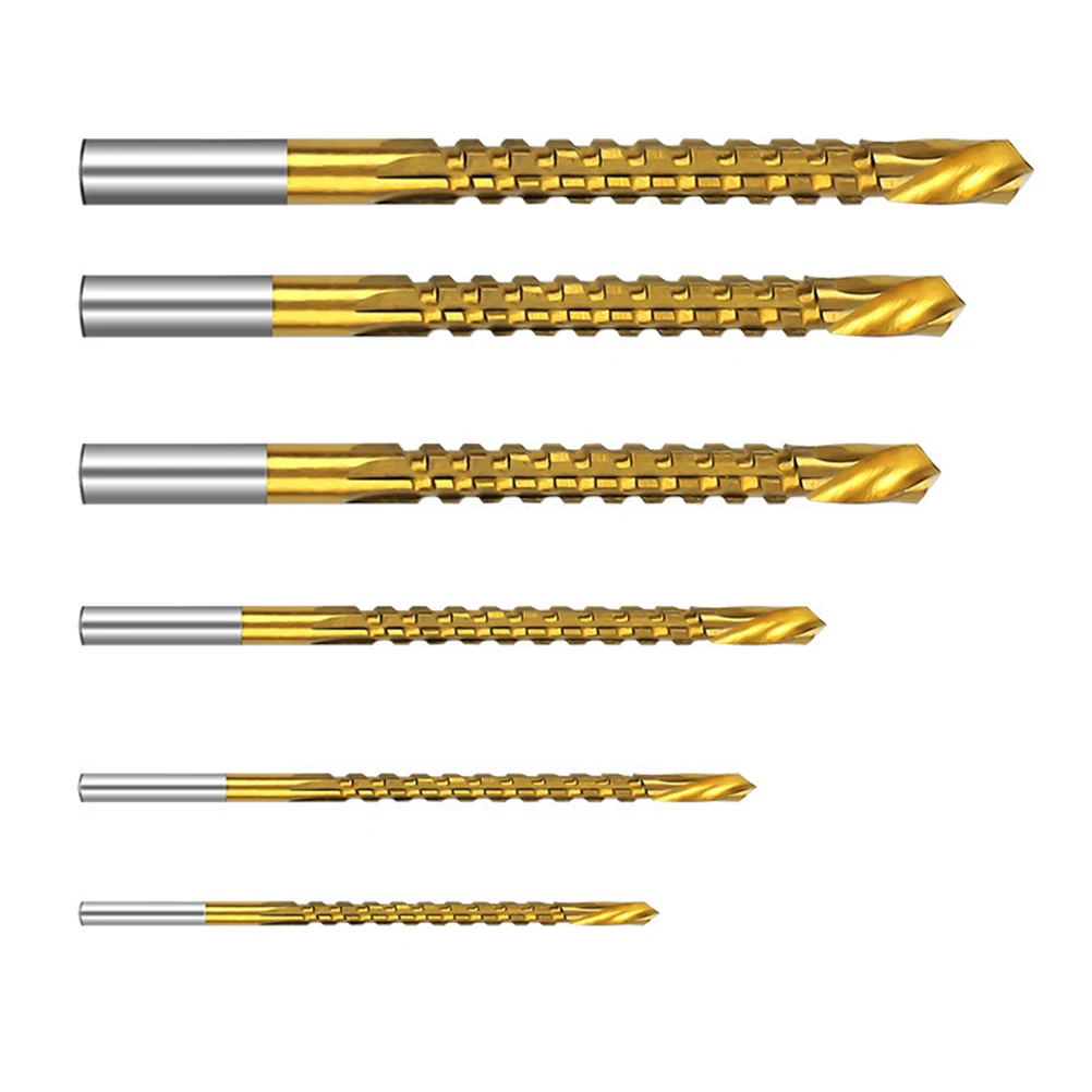 

6 Pcs Saw Drill Bit Serrated Grooving Steel Wood Long Bits Silver Drillbits for Cutting Milling Press Work