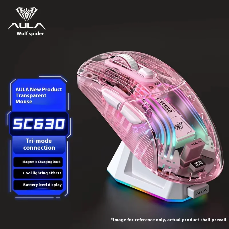 Aula Sc630 Pro Tri-mode Mouse 2.4g/Bluetooth/Usb Energy Conservation Gaming Esports Mouse Charging Base PC Gamer Custom Mice