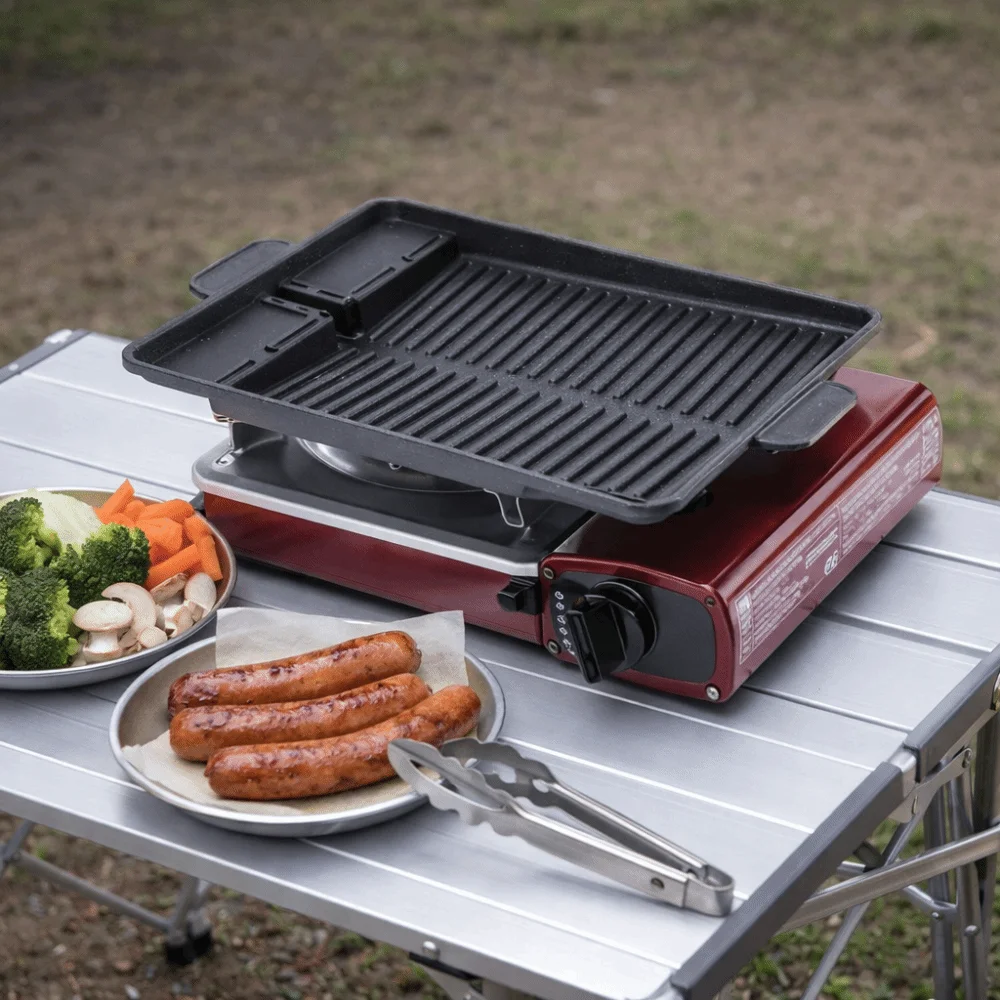 

Aluminum Alloy Korean-style Barbecue Pan Non-stick Rectangular Grill Meat Plate with Oil Drain Port Grill Tray Camping