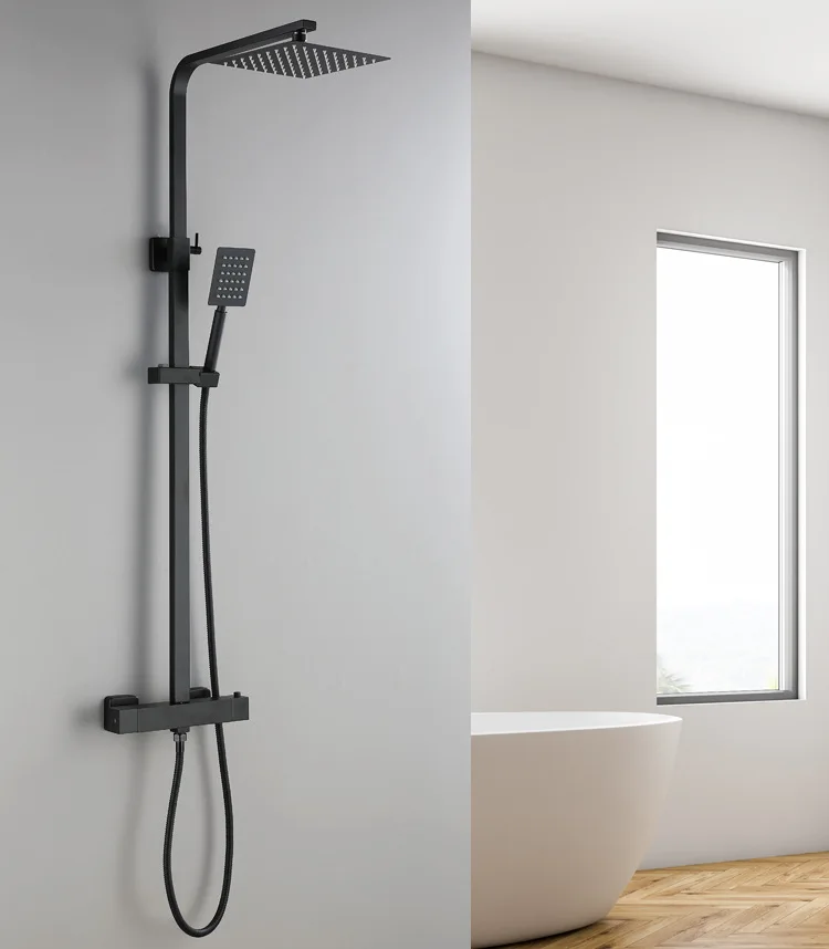 Europe SUS 304 Thermostatic Hot Water Shower Surface Mounted Thermostatic Stainless Steel Shower Sets Shower Combo