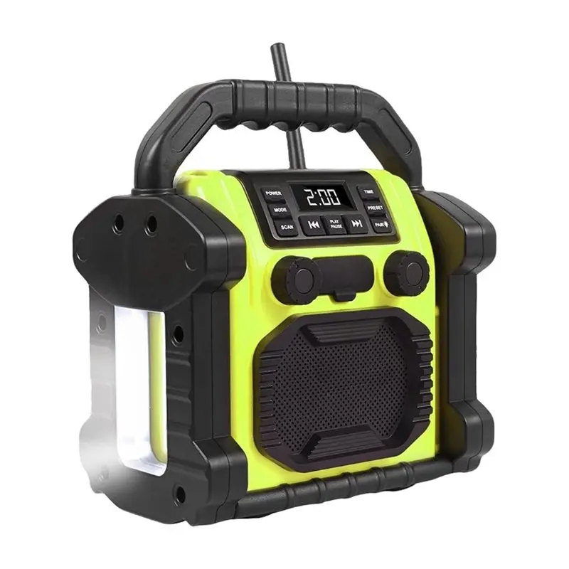 

FULL-Portable Outdoor Radio Bluetooth Speaker, IP66 Waterproof FM Clock Radio With LED Lights For /Fishing/Party/Camping
