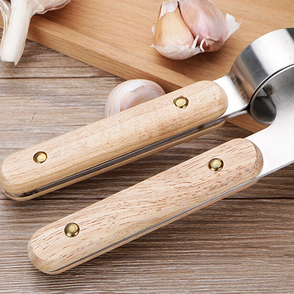 

304 Stainless Garlic Press Kitchen Tools for Crushing Steel Squeezer Crusher Bamboo Sturdy