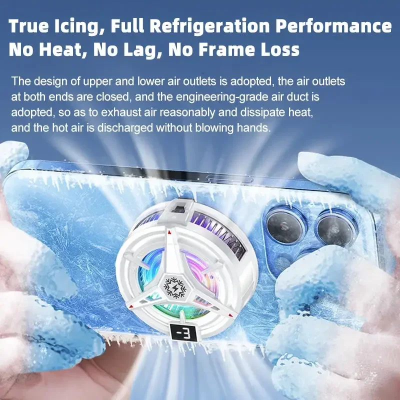 Mobile Phone Ice Cooler Magnetic Cooling Fan Radiator For PUBG Gaming Back Clip Cool Heat Sink With Digital Temperature Display