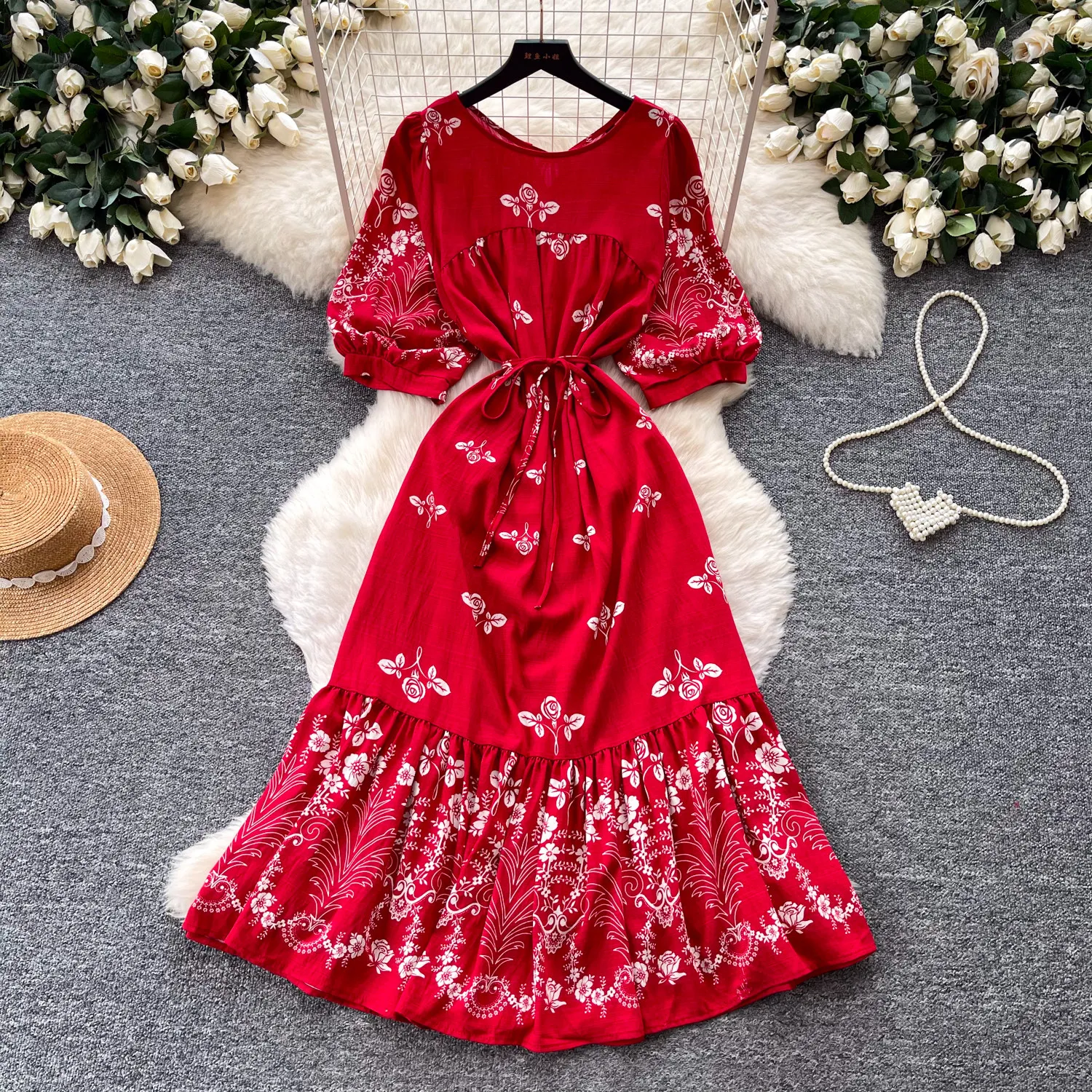 Gaun Panjang Wanita Motif Boho - Boho Summer Beach Maxi Dress ulasan dan harga