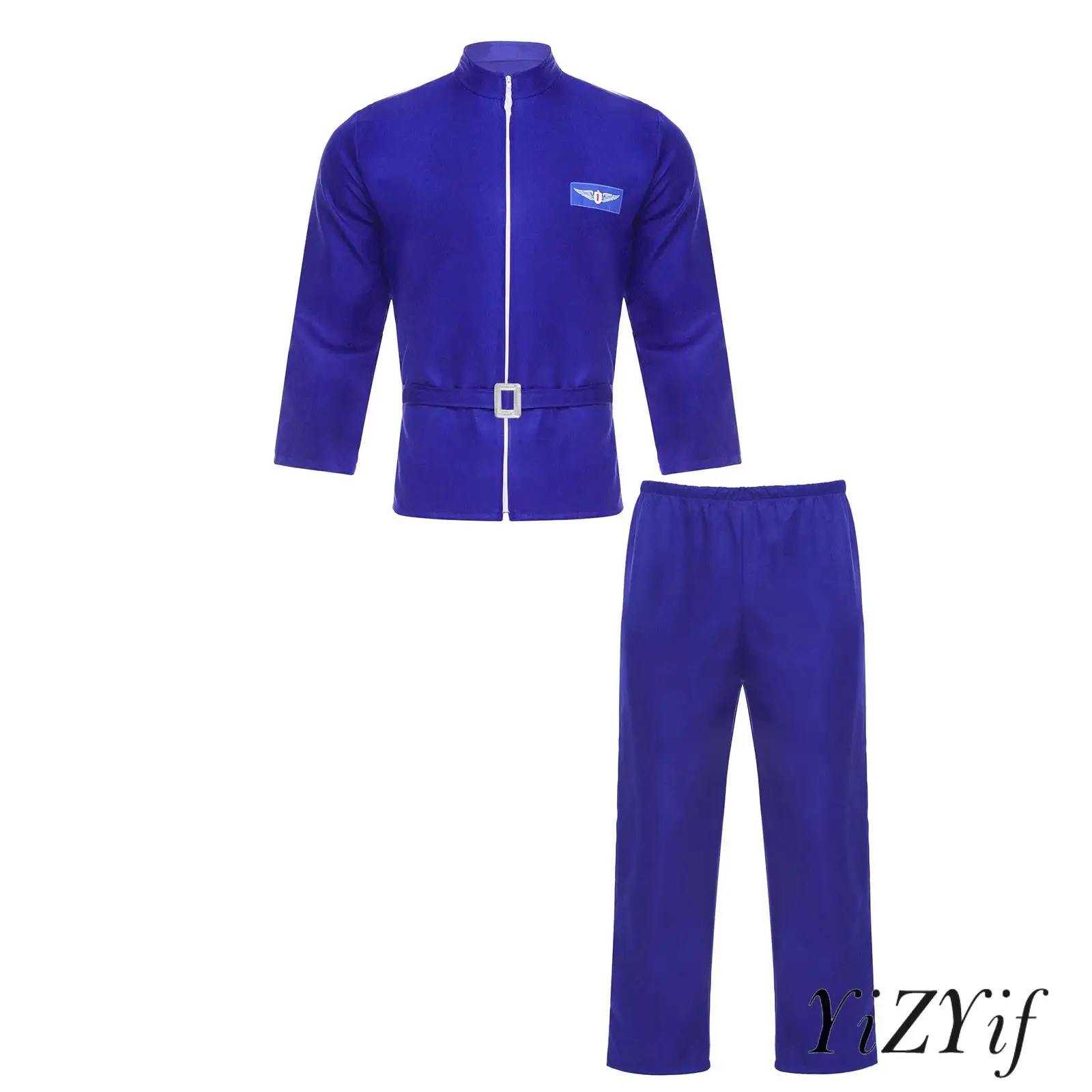 

Unisex Mens Womens Astronaut Outfit Mock Neck Top with Elastic Waist Pants And Waistband for Role Play Flight Performances