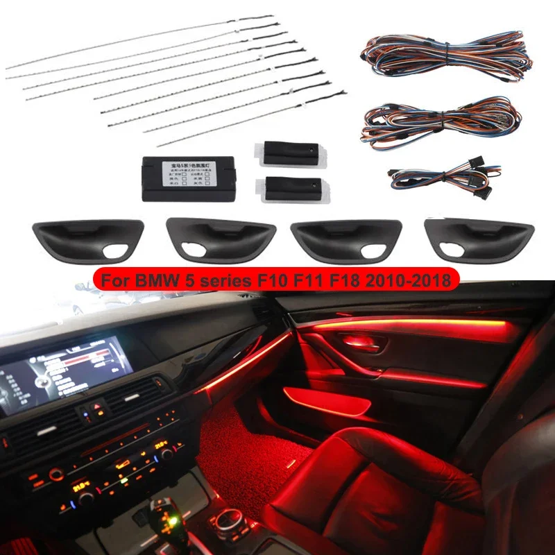 

For BMW 5 series F10 F11 F18 2018-2010 Car neon interior door ambient light 9-color Auto decorative Atmosphere LED strip lights