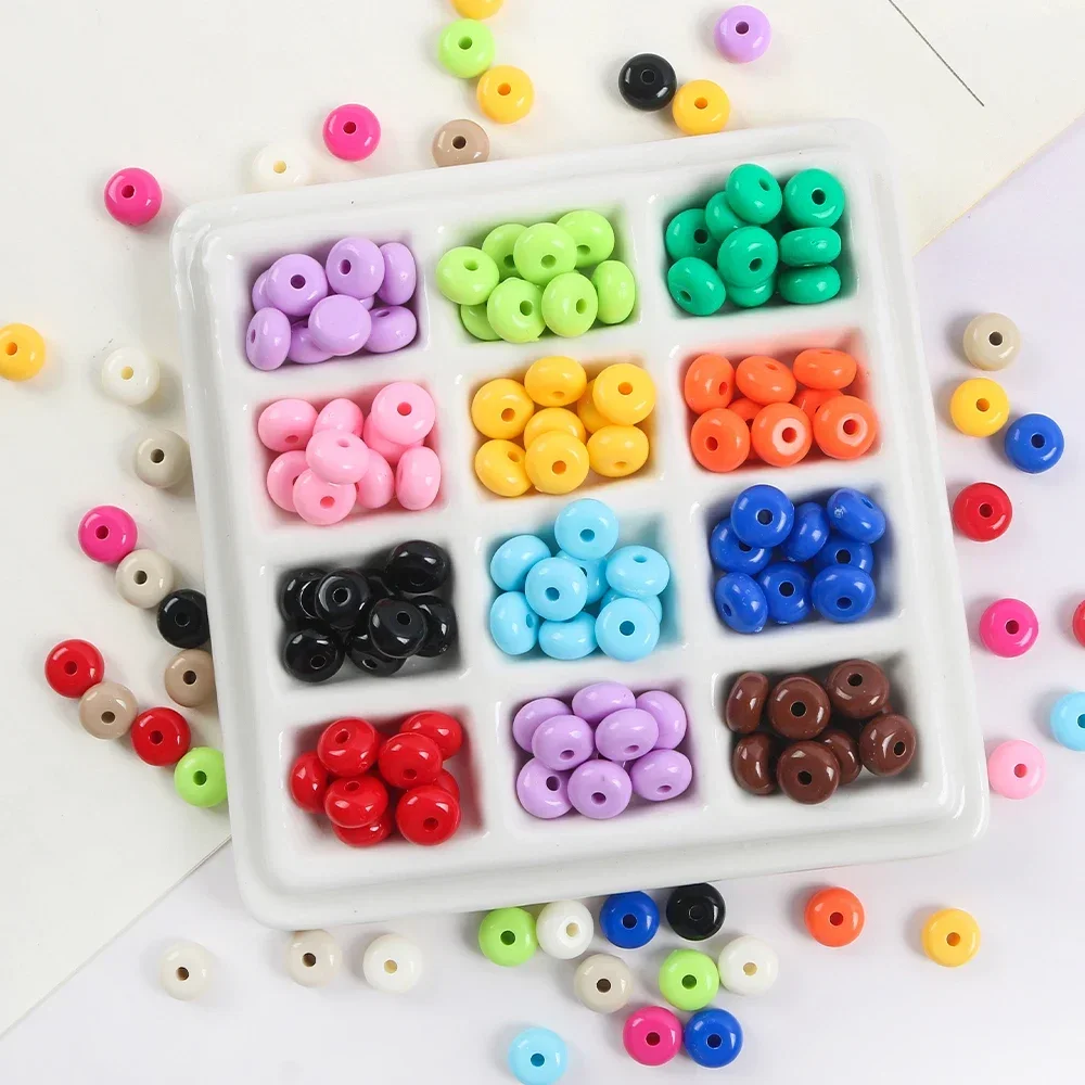 50pcs Acrylic Luminous Abacu Beads  Color Spacer Seed Bead for Making DIY Jewelry Bracelet Necklace Handcraft Accessories