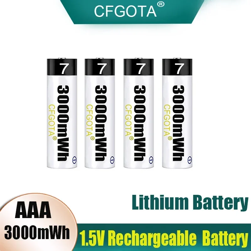 Batteria AAA batteria ricaricabile agli ioni di litio polimerica da 1.5V 3000mWh batteria AAA per mouse telecomandato piccolo ventilatore giocattolo elettrico