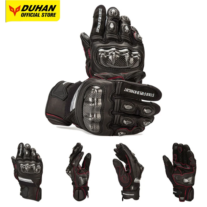 

Summer Motorcycle Gloves Genuine Leather Gloves Full Finger Riding Protection Gloves Non-slip Touch Screen Design Gloves Unisex