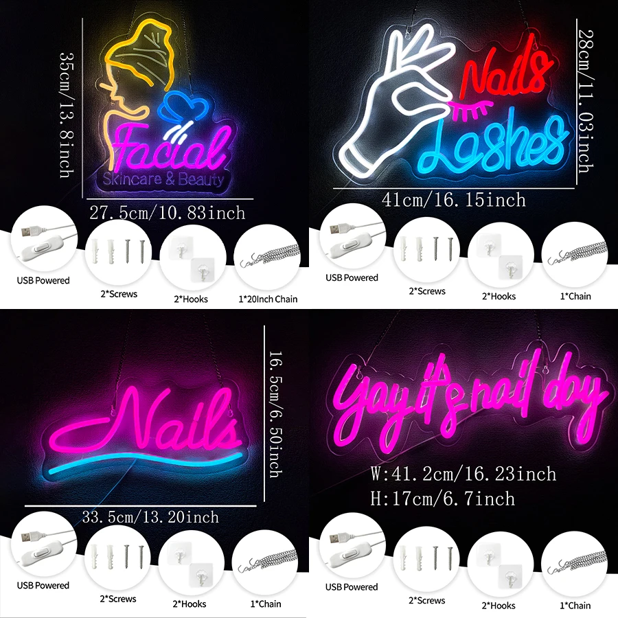 Facial Skincare&Beauty Neon Sign For Wall Decor,Led Neon Light For Beauty Room Decor,Eyelash Room,Bedroom,Gifts For Friends