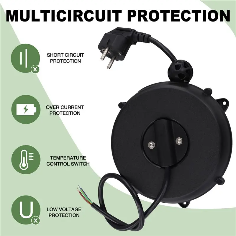 A20F-Small Automatic Retractable Wire Winding Device Retractable Storage Reel Automatic Winding Reel EU Plug