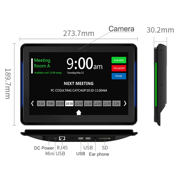 LED Light Bar Tablet para sala de reuniões, Nfc POE, Tablet Android, 10 em