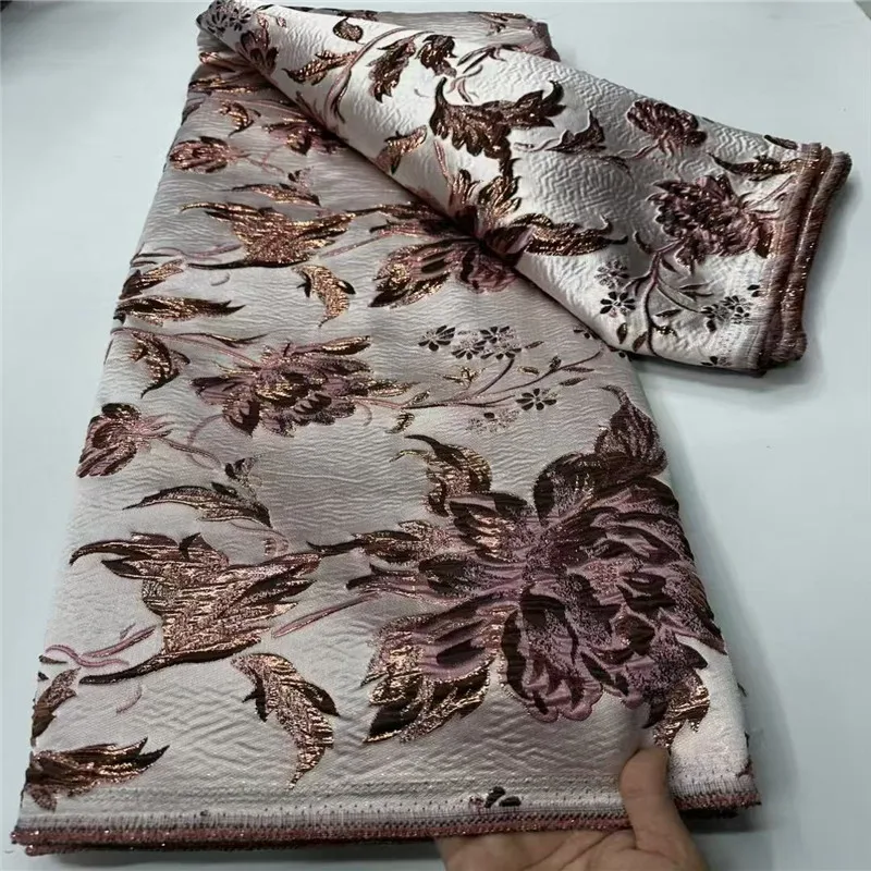 

Pink High Quality African Nigerian Tulle Lace Fabrics Organza Embroidery Brocade Jacquard French Lace Fabric For Party 2025