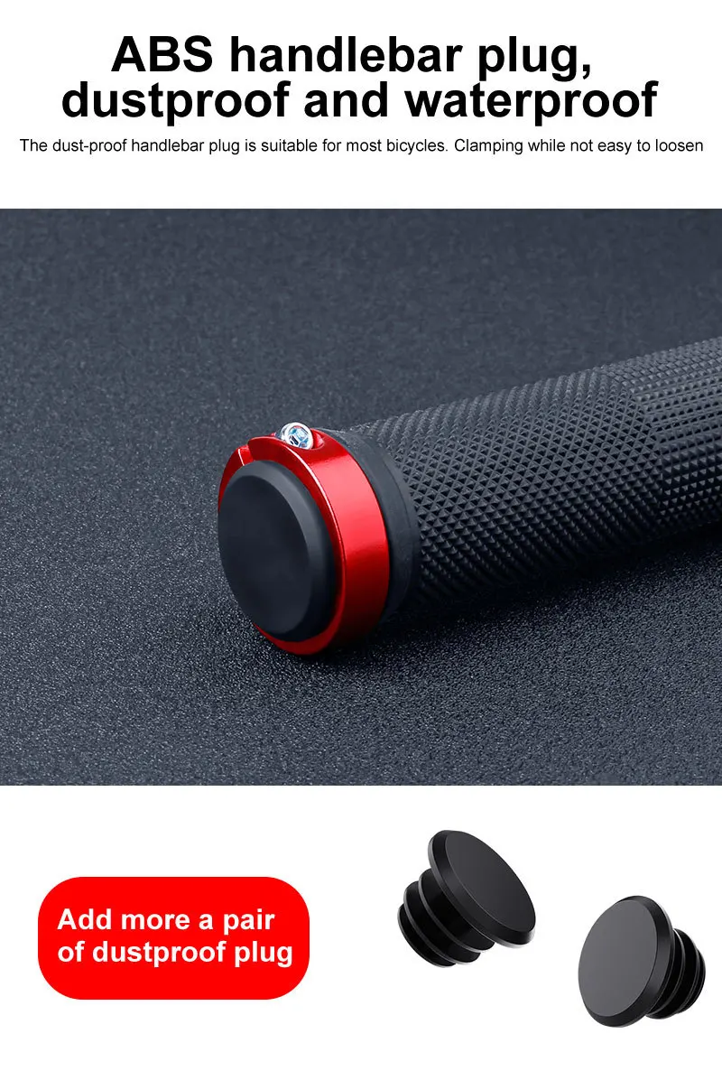 PE Rubber MTB Alloy Cuffs Bilateral Lock Bicycle Handle Grip Anti-skid Cycling Handlebar Sleeve BMX Bike Accessories