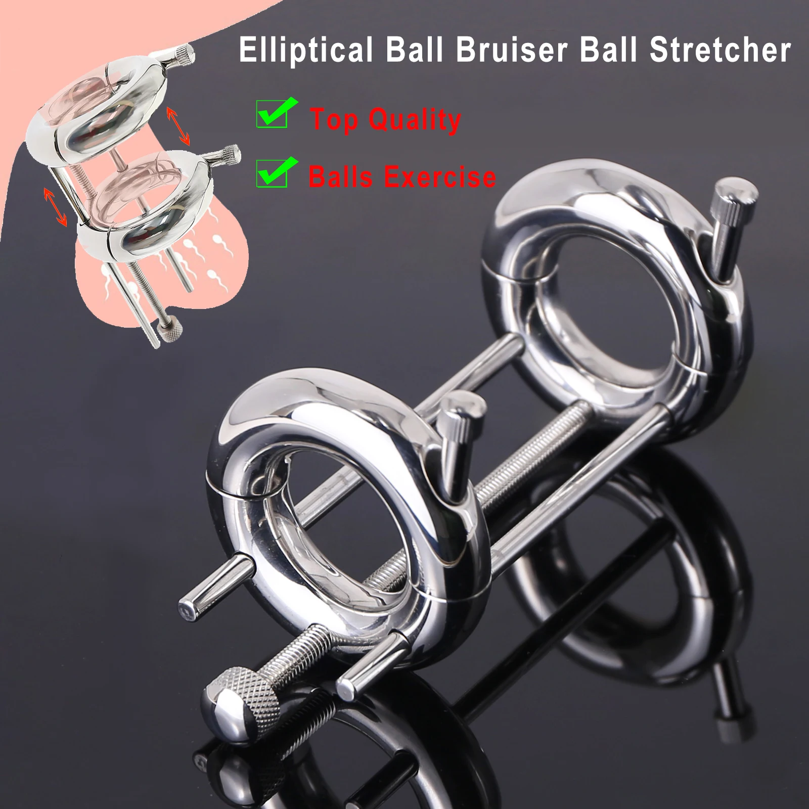 New Double Layer Balls Stretching Stainless Steel Adjustable Ball Stretcher Testicular Scrotum Restraint CBT Sex Toys For Men