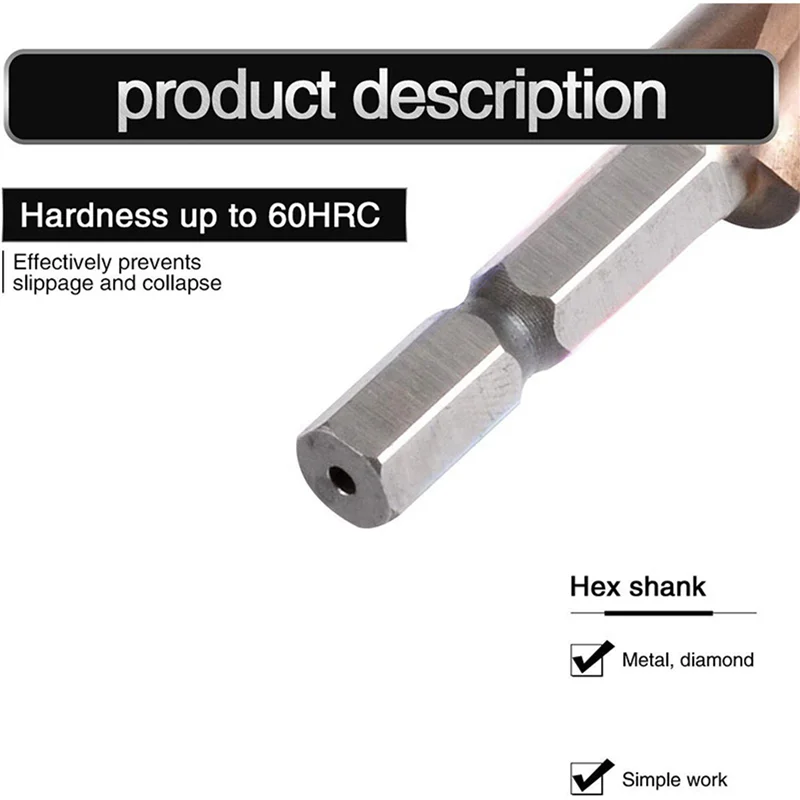 

A02F-5X M35 HSS Co Ступенчатое сверло Кобальтовые конусные сверла 4-32 мм Дерево Нержавеющая сталь Металл Кольцевая пила Набор инструментов Шестигранный